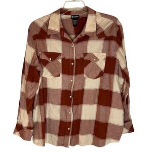 Mens Wrangler Retro Checkered Flannel Pearl Snap Western Shirt XXL